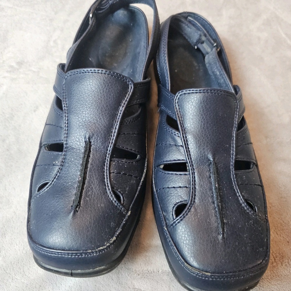 Easy Street‎ Womens Splendid Navy Casual Stretch Shoes 10M Box